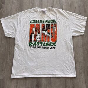 Vintage Florida A&M University FAMU Rattlers White Graphic T-Shirt Mens 2XL